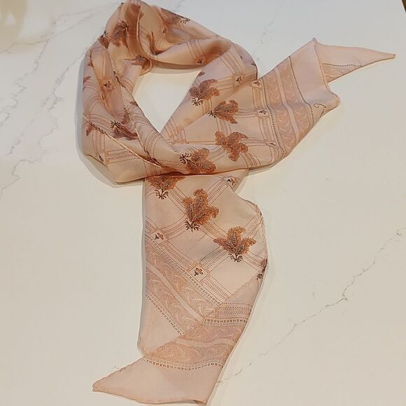 Pierre Cardin Floral Windowpane Check Oblong Scarf Vintage - Picture 6 of 10